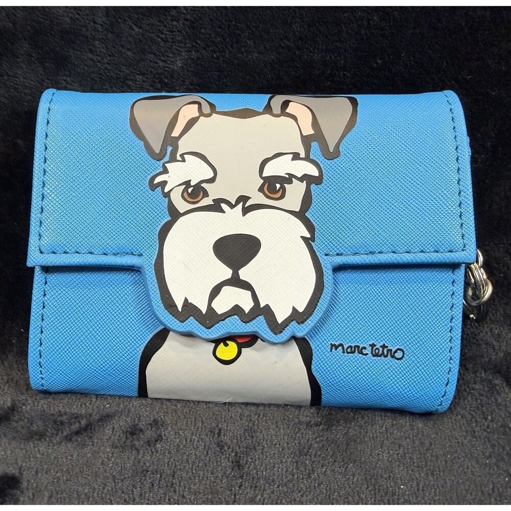 Schnauzer Marc Tetro Blue Small Keychain Wallet Zippered Coin 5" Dog Lover NWOT